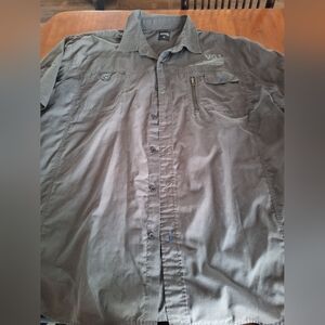 Vertical Sport Men's Casual Button-Down Shirt in Gray, Size 5x